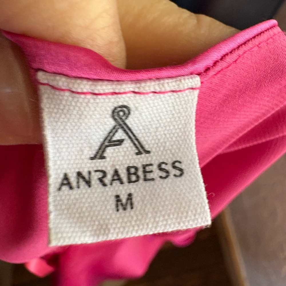 Anrabess One-Shoulder Fuchsia Satin Midi Dress sz M preloved - Picture 2 of 11